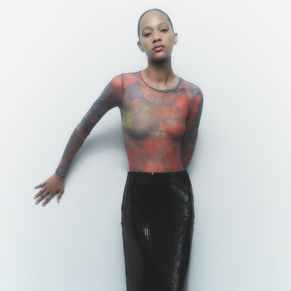 ZARA | Tulle Bodysuit - Picture 1 of 8